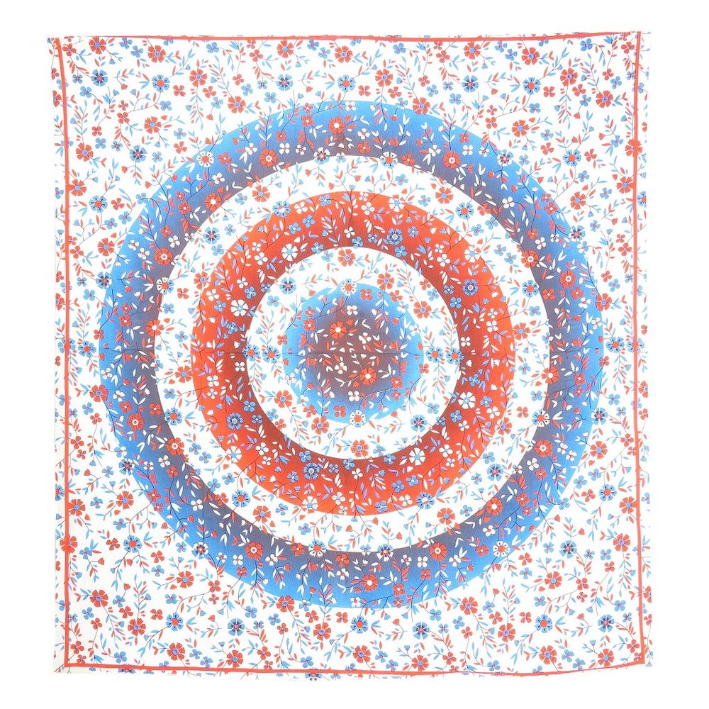 Oussum Cotton Floral Print Blue-Red Wall Décor Bohemian Tapestries for Bedroom
